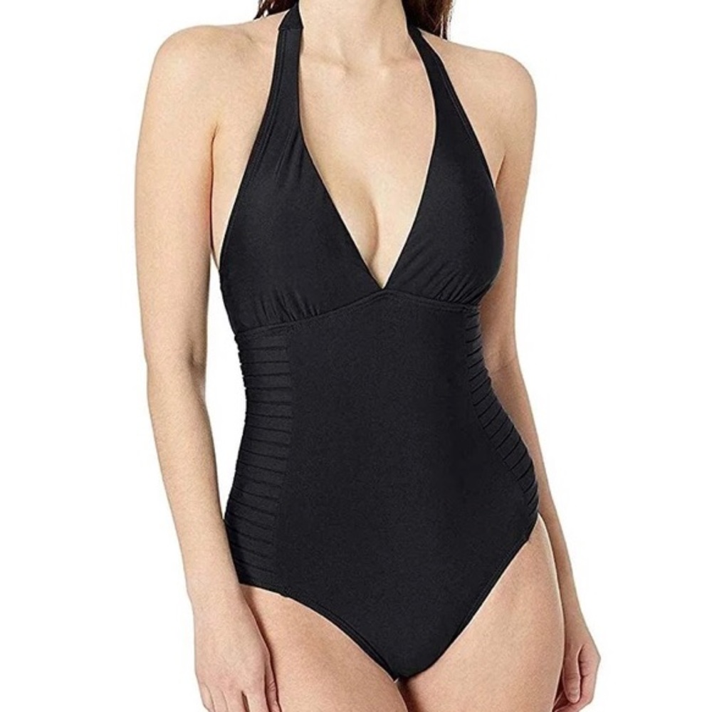 Calvin Klein Side-Pleated Halter One-Piece Swimsuit size 4
